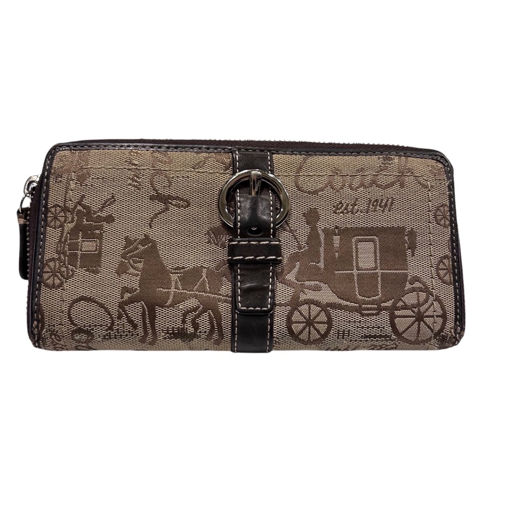 Coach Zoe Brown zip around long wallet.